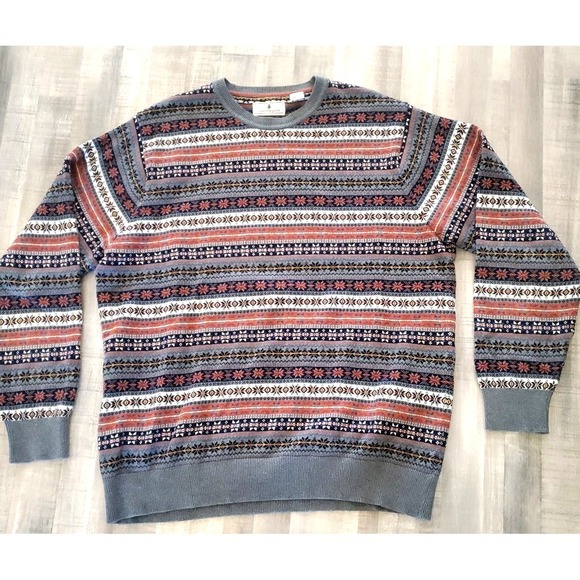 Southern Pines Other - Southern Pines Fair Isle Knit Crewneck Sweater Men's XL Gray Red Multicolor